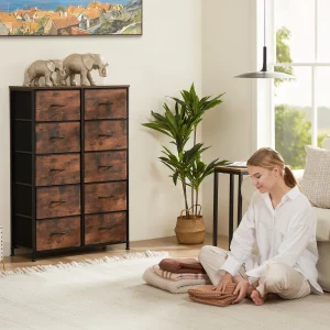 JHK 10-Drawer Fabric Storage Dresser