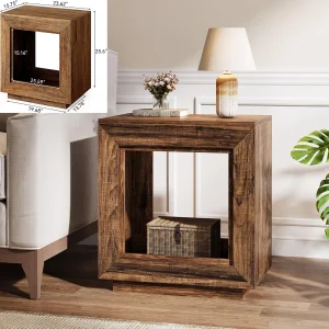 Wooden C-Shaped Side Table